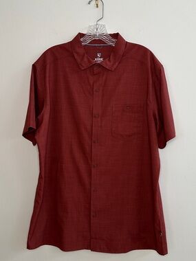 Men's Size L Rust Color Kuhl Persaudr UPF50 Short Sleeve Button-Down Shirt